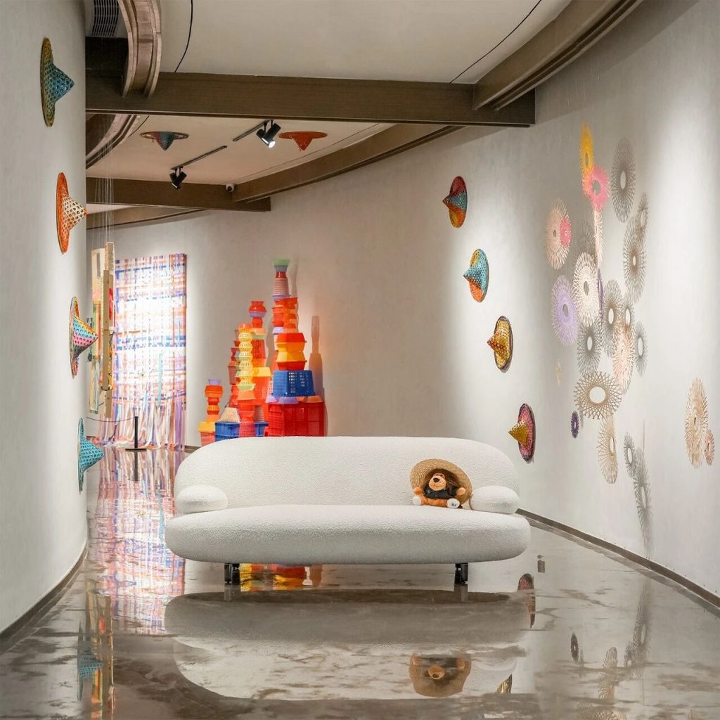 snow queen sofa in the gallery corner of the art space