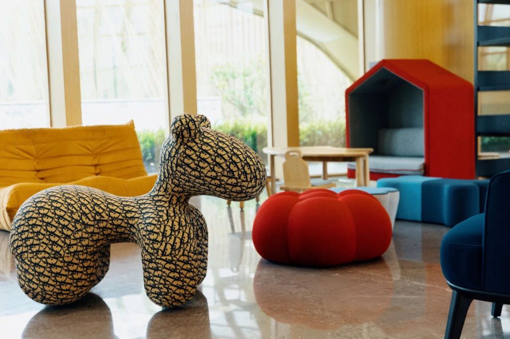 togo armchair and special shape of sofa in the art space for children to play